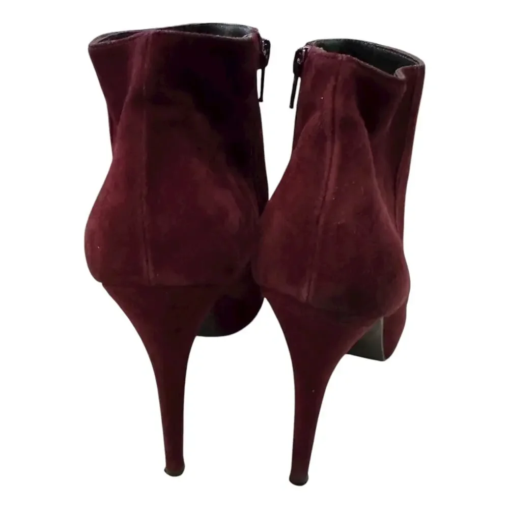 MICHAEL Michael Kors Burgundy Suede Platform Stiletto Ankle Boots 11M